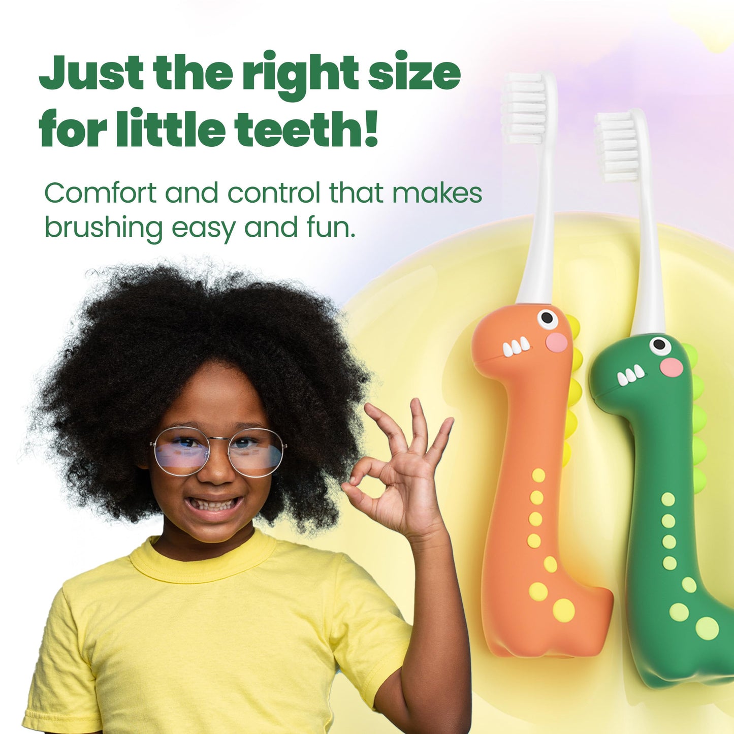 Well Before Dinosaur Kids Toothbrush – 0.12mm Ultra-Soft Bristles, 3-Pack