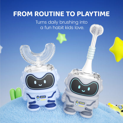 Well Before Ultrasonic Kid's U-Shaped Toothbrush – IPX7, 5 Modes (Spaceman, Blue)