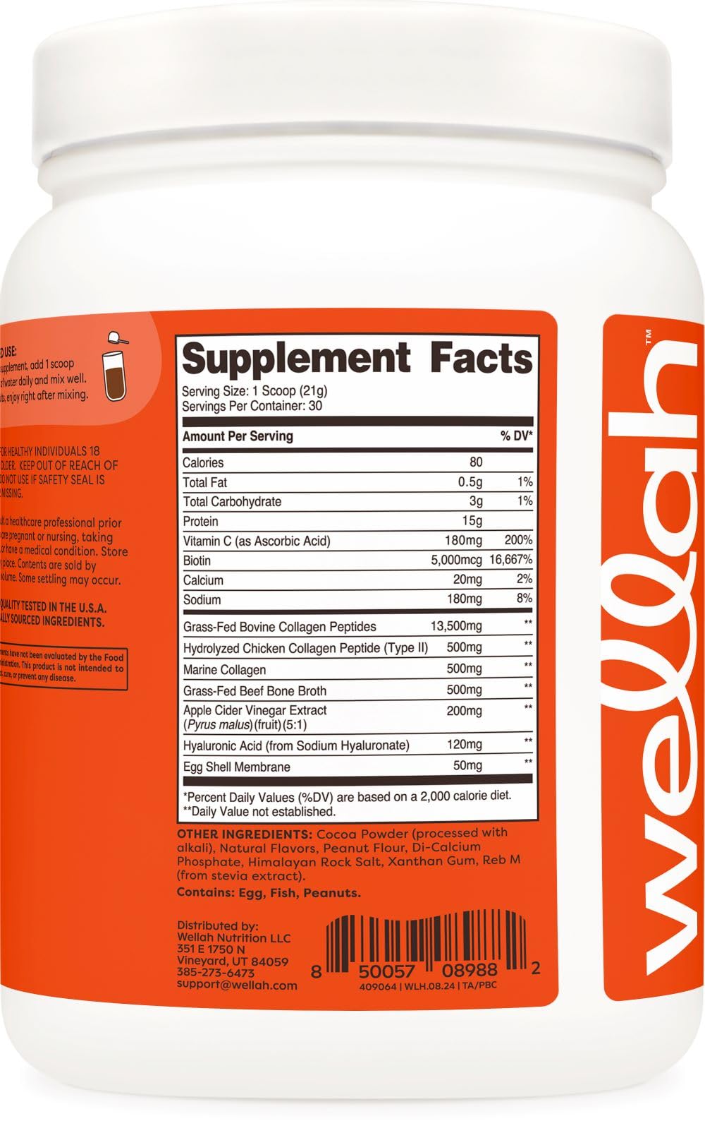Wellah The Afterglow Multi Collagen Protein + Beauty – Peanut Butter Chocolate (30 Servings)