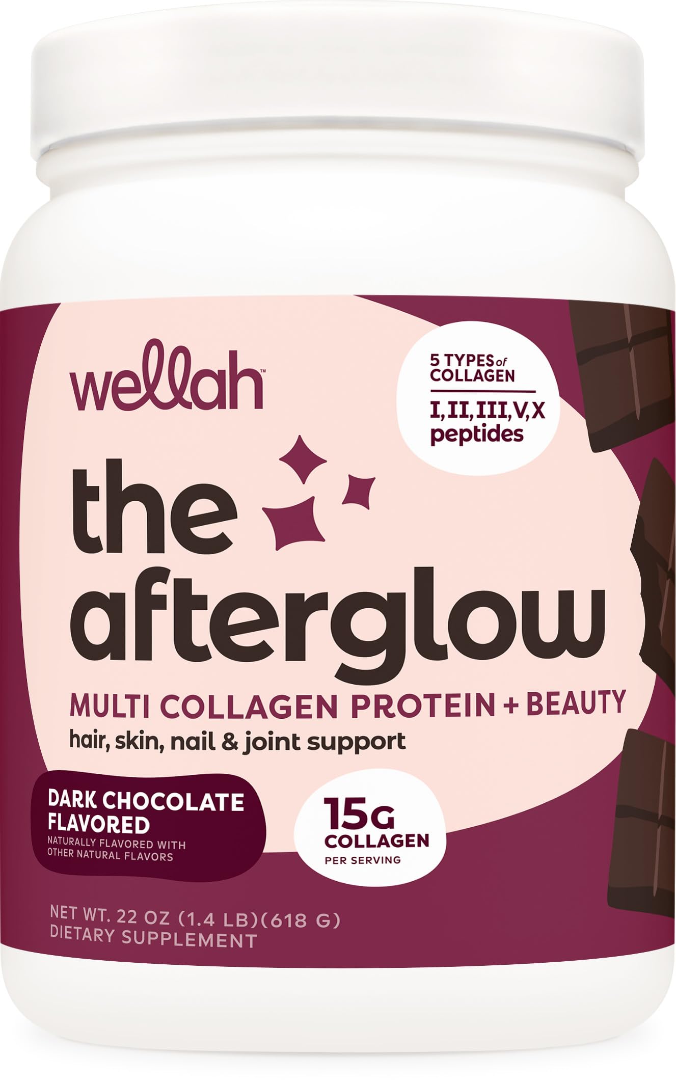 Wellah The Afterglow Multi Collagen Protein + Beauty (Dark Chocolate Flavored) 30 Servings