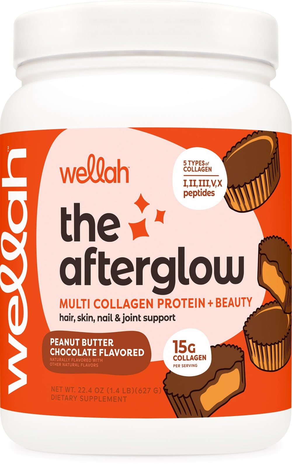 Wellah The Afterglow Multi Collagen Protein + Beauty – Peanut Butter Chocolate (30 Servings)