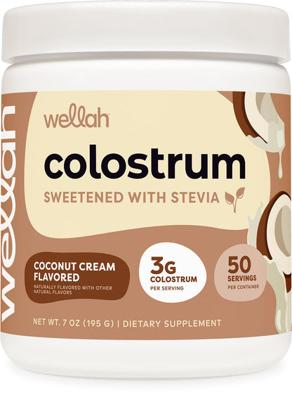 Wellah Colostrum Coconut Cream – 50 Servings, 3g Per Serving, Stevia-Sweetened