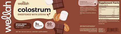 Wellah Colostrum Rocky Road Flavored (50 Servings) – 3g Colostrum Per Serving, Stevia-Sweetened Dietary Supplement