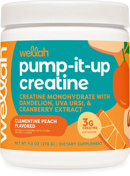 Wellah Creatine for Women – 50 Servings Clementine Peach | Creatine Monohydrate with Dandelion & Cranberry Extract