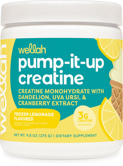 Wellah Creatine for Women – 50 Servings, Frozen Lemonade | Creatine Monohydrate + Dandelion & Cranberry