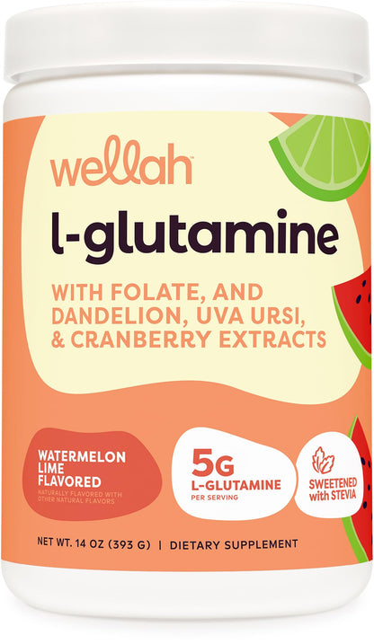 Wellah L-Glutamine Powder Watermelon Lime 50 Servings (5g per Serving)