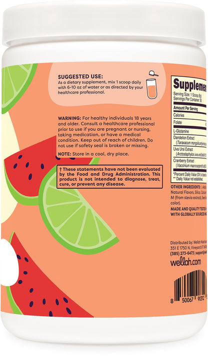 Wellah L-Glutamine Powder Watermelon Lime 50 Servings (5g per Serving)