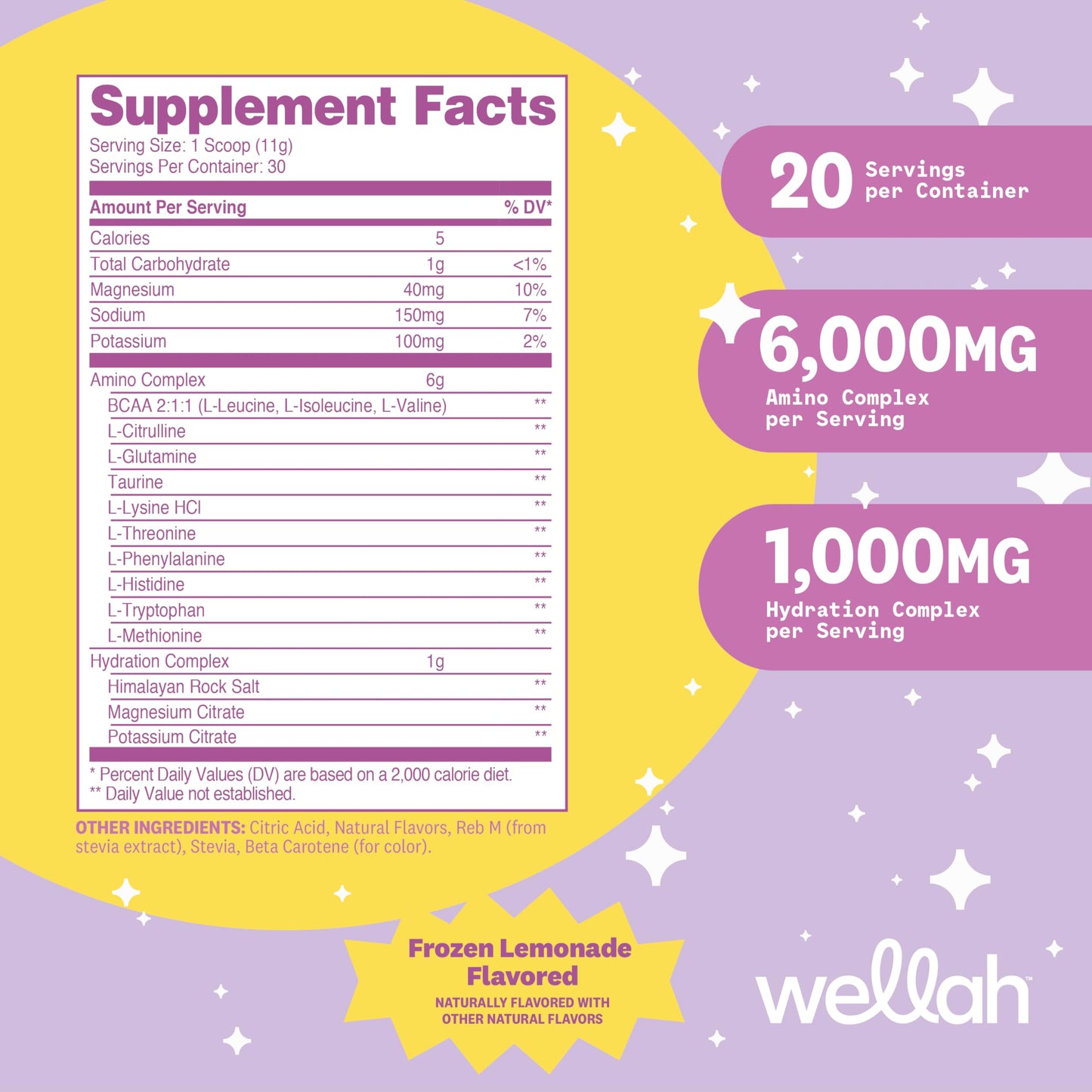 Wellah So Long Soreness BCAA Powder - Frozen Lemonade (30 Servings) with Hydration Complex