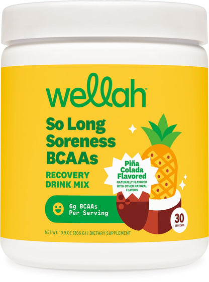 Wellah So Long Soreness BCAA Powder – Pina Colada, 30 Servings (Hydration Complex)