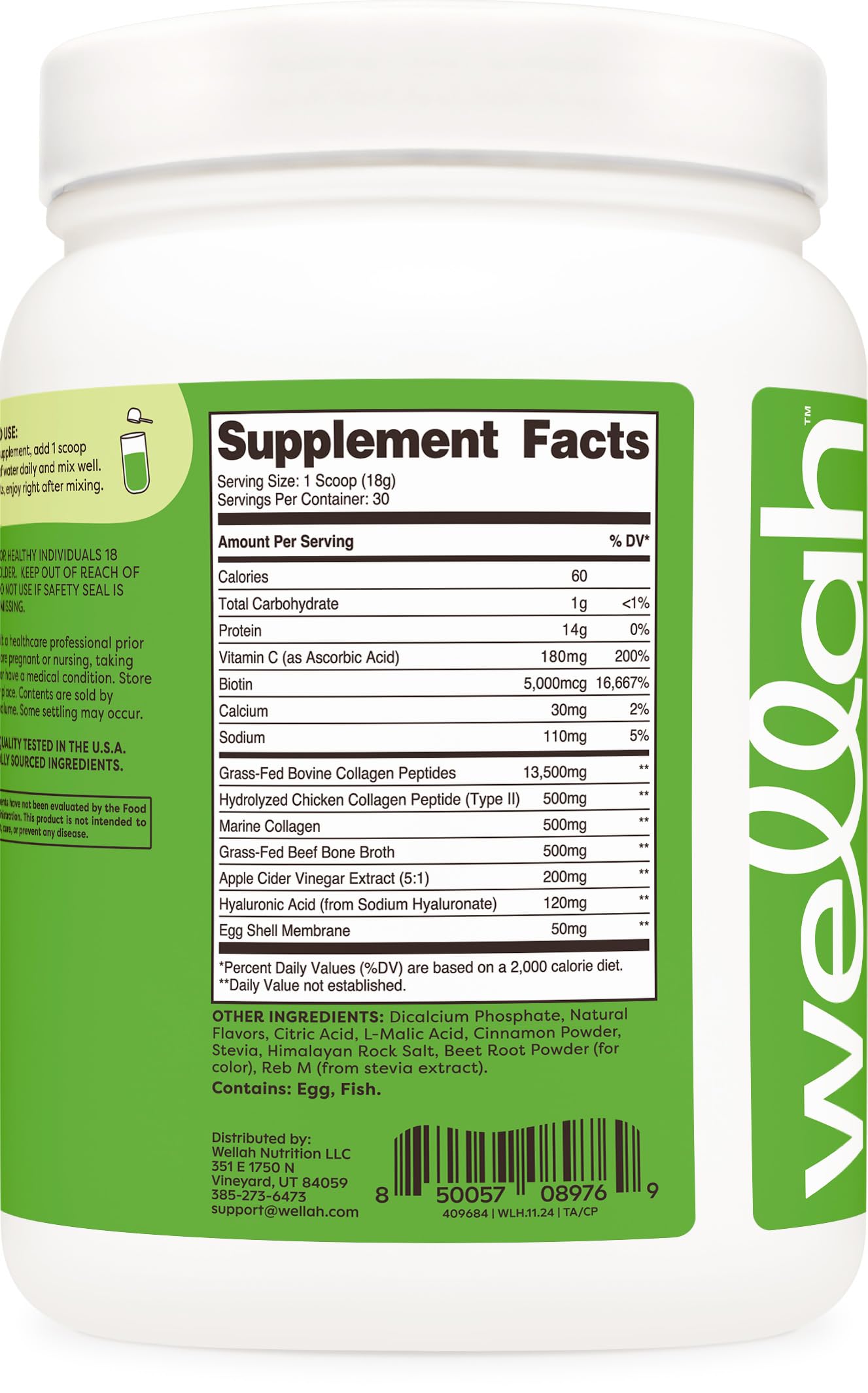 Wellah Afterglow Multi Collagen Protein + Beauty – Cinnamon Pear, 30 Servings