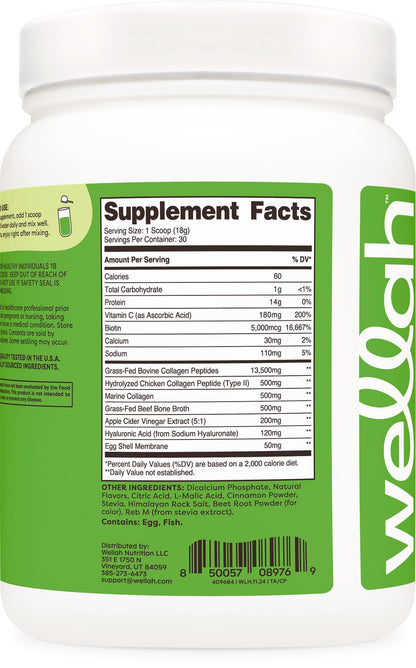Wellah Afterglow Multi Collagen Protein + Beauty – Cinnamon Pear, 30 Servings