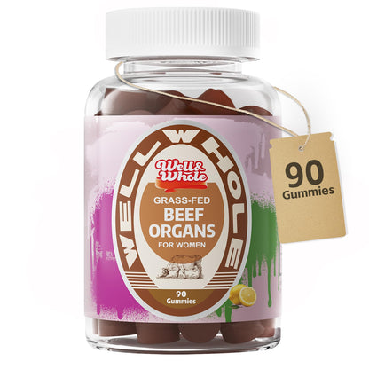 Well&Whole Grass-Fed Beef Organ Gummies for Women – Hormone Balance & Vitality (90 Gummies)
