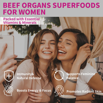 Well&Whole Grass-Fed Beef Organ Gummies for Women – Hormone Balance & Vitality (90 Gummies)