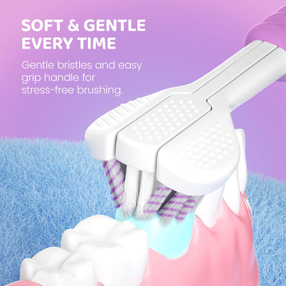 Well Before Ultrasonic Kid's U-Shaped Toothbrush – IPX7 Waterproof, 5 Modes (Unicorn/Purple) Ages 2-7