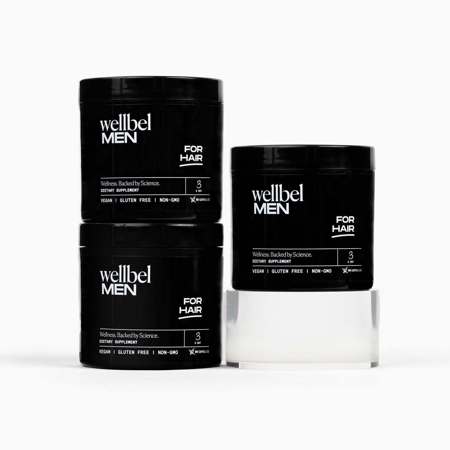 WELLBEL Men Clean Supplement for Hair, Skin, and Nails – Vegan, Gluten Free, Non-GMO – 90 Count (3 Pack)