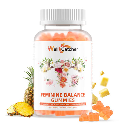 Wellcatcher Premium Feminine Balance Gummies for Women | Pineapple Probiotic & pH Support (60 Count)