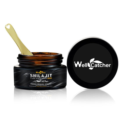 Wellcatcher Pure Himalayan Shilajit Resin – 600mg, 85+ Minerals, 75%+ Fulvic Acid, Energy & Immunity Support, 50 Servings