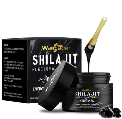 Wellcatcher Pure Himalayan Shilajit Resin – 600mg, 85+ Minerals, 75%+ Fulvic Acid, Energy & Immunity Support, 50 Servings