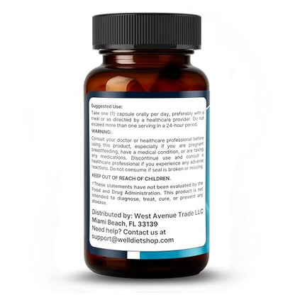 Welldiet Methylene Blue 10mg Capsules – USP Grade, Made in USA – 60 Count (2-Month Supply)