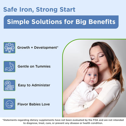 Wellements Organic Iron Drops for Newborns & Babies | Cherry Flavor Liquid Iron Supplement (1 oz)
