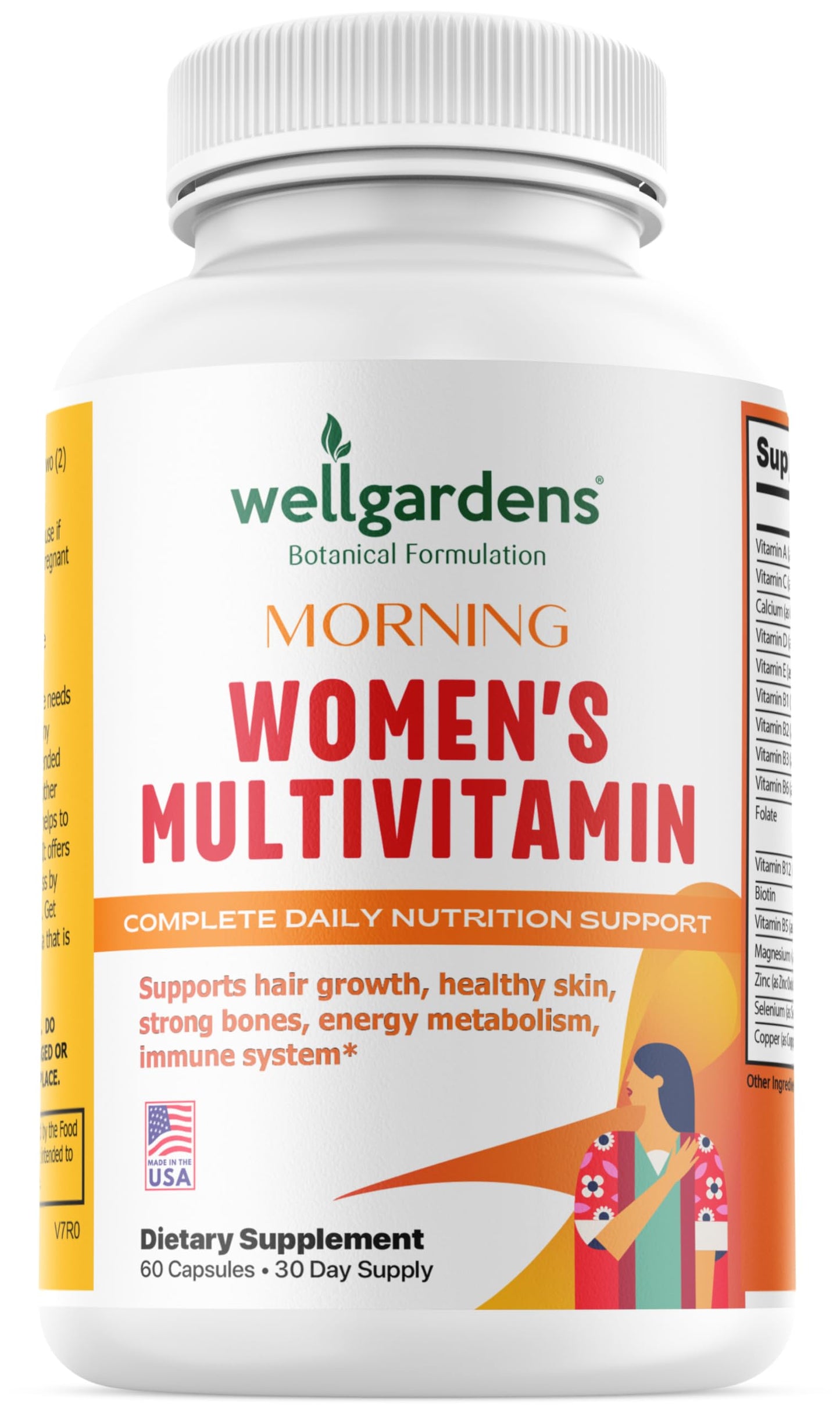 Wellgardens 100% Pure Women's Multivitamin – Hair Growth, Biotin & Zinc | Made in USA | 60 Caps