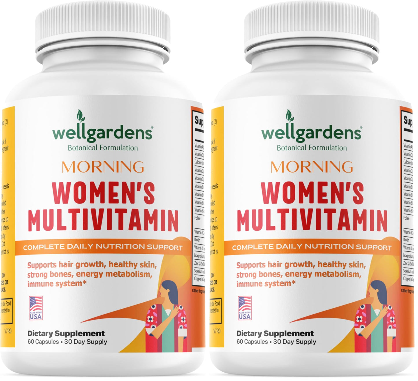 Wellgardens 100% Pure Women's Multivitamin for Hair Growth – Biotin, Zinc, Antioxidants | Made in USA – 60 Capsules (Pack of 2)