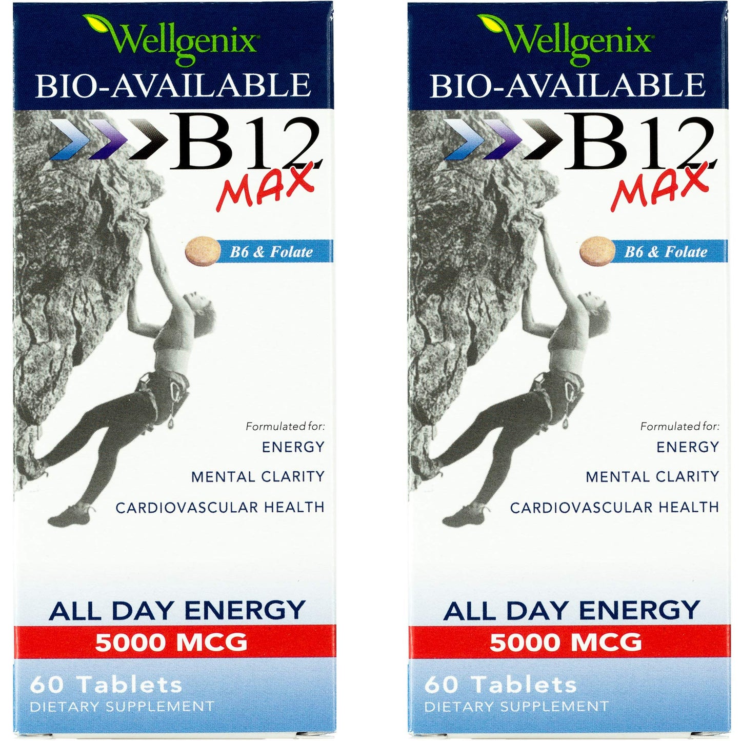Wellgenix Bio-Available Sublingual B12 Max - High-Absorption B-Complex (60 Ct) 2-Pack