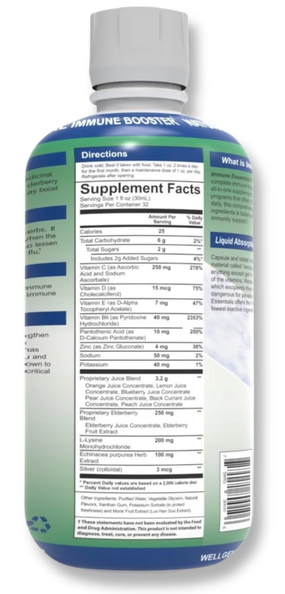 Wellgenix Immune Essentials – 12-in-1 Liquid Immune Support (32 oz)