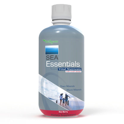 Wellgenix Sea Essentials Coral Calcium Liquid Vitamin for High Absorption – Sea Berry Flavor 32 Oz