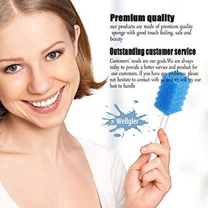 Wellgler's Oral Care Swabs Disposable - Blue (100 Counts)
