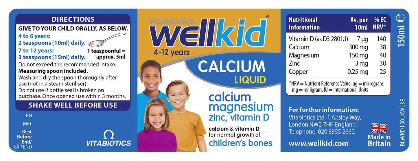 Wellkid Calcium Liquid 150ml | Vitabiotics