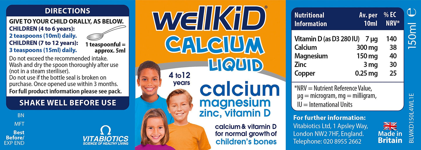 Wellkid Calcium Liquid 150ml | Vitabiotics