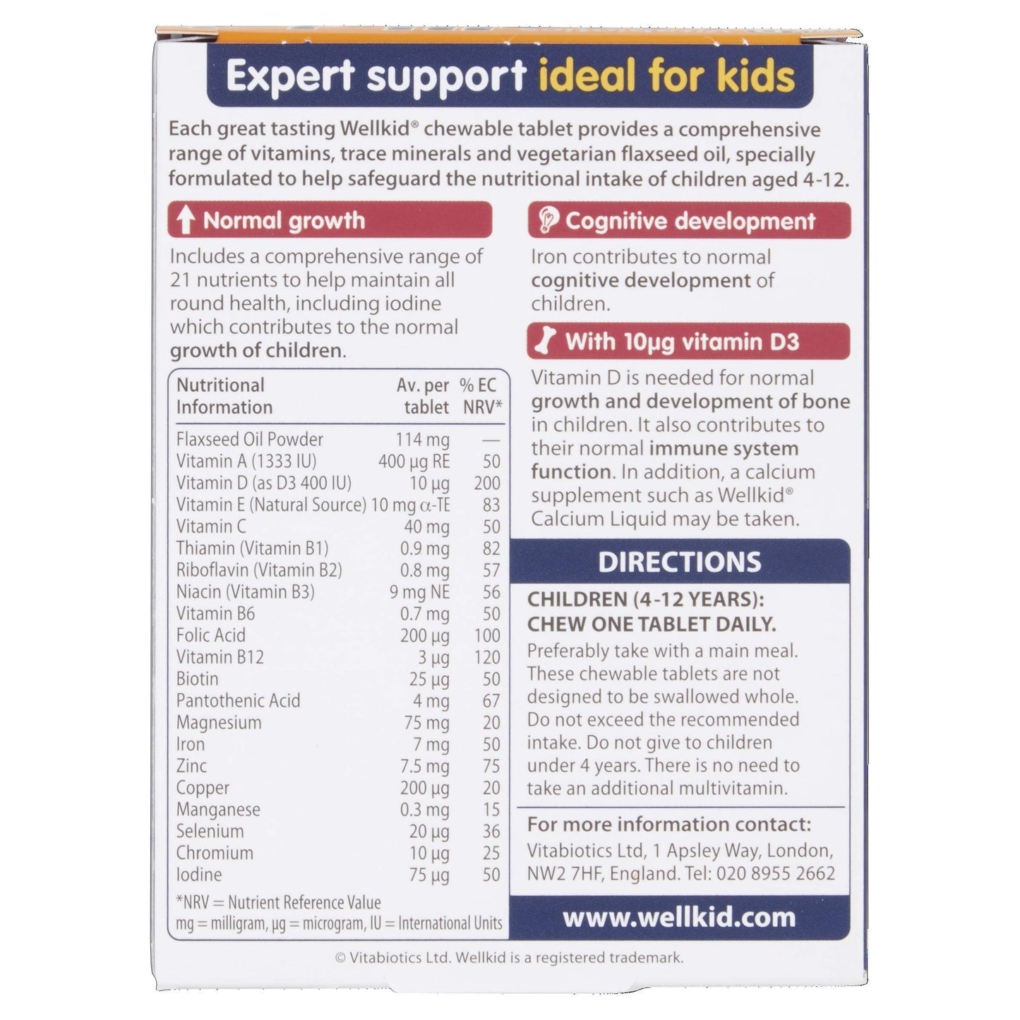 Wellkid Chewable Tablets – Vitabiotics Wellkid Multi-Vitamin (30 Tablets)