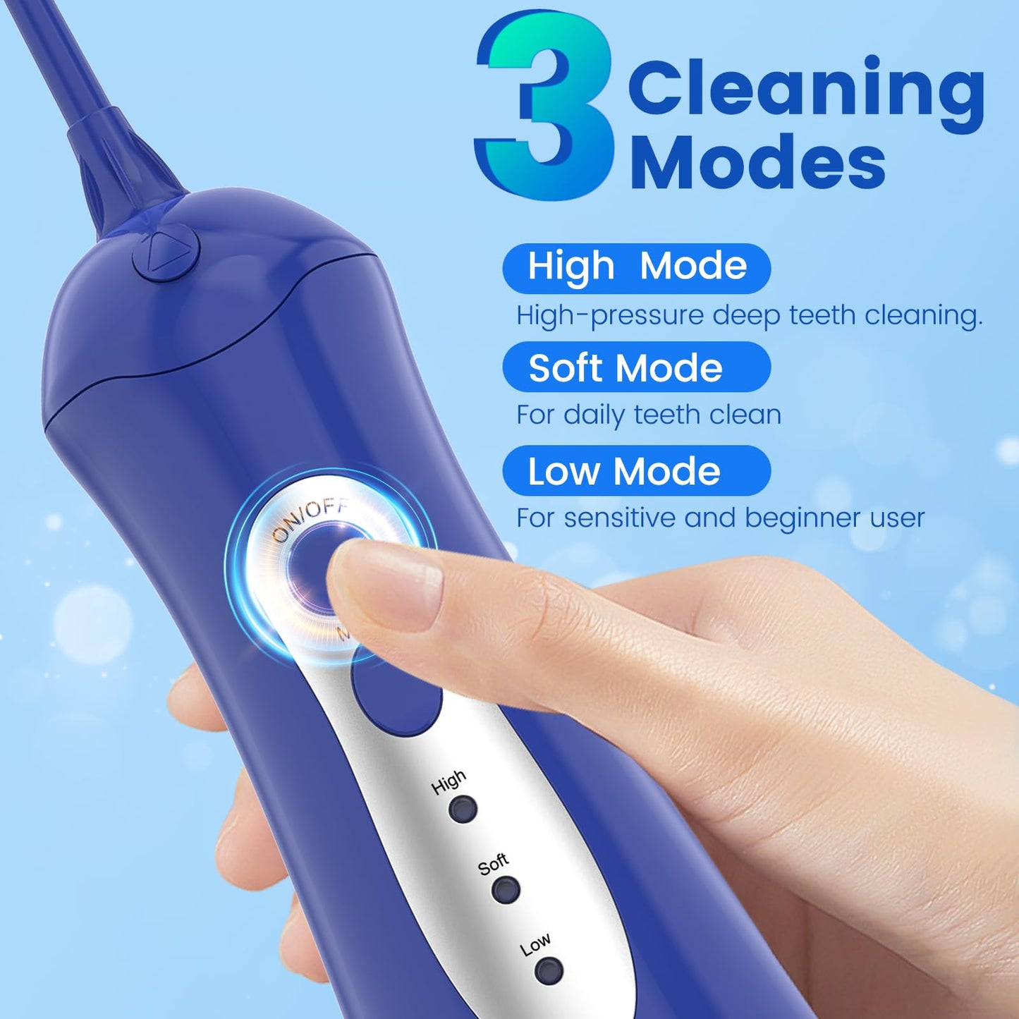 WellLeo Water Flossers - Portable Oral Irrigator, Rechargeable with 5 Jet Tips | IPX7 Waterproof