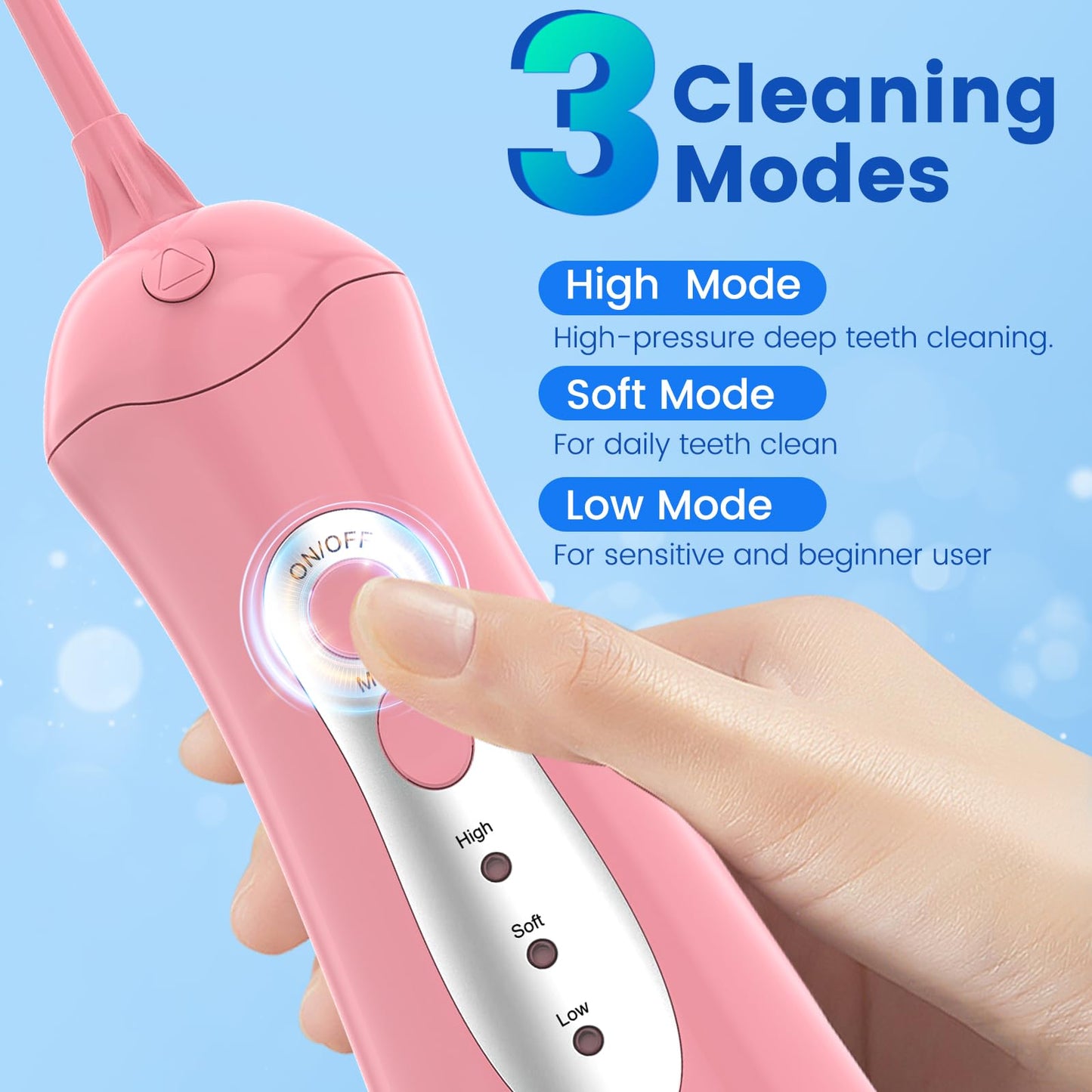 WellLeo Water Flosser - Portable Oral Irrigator, 5 Jet Tips, USB Rechargeable