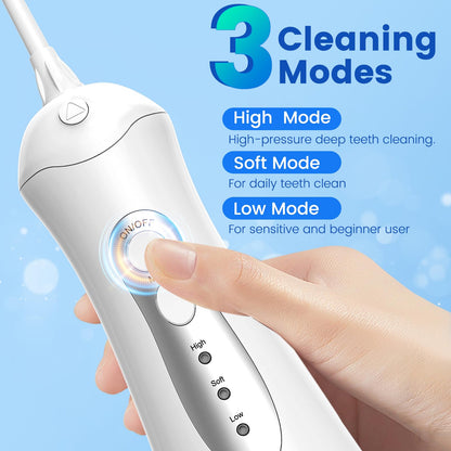 WellLeo Water Flosser - Portable Oral Irrigator, 5 Jet Tips, IPX7