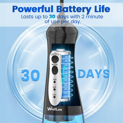 WellLeo Water Flossers for Teeth - Portable Oral Irrigator Rechargeable with 5 Jet Tips, IPX7 Travel Waterproof