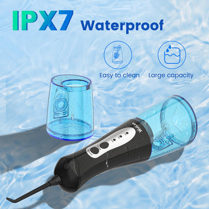 WellLeo Water Flossers for Teeth - Portable Oral Irrigator Rechargeable with 5 Jet Tips, IPX7 Travel Waterproof