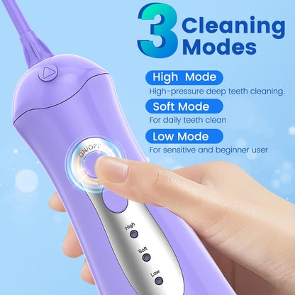 WellLeo Water Flosser – Portable USB Rechargeable Oral Irrigator, 5 Jet Tips, IPX7 Waterproof