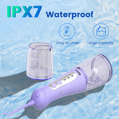 WellLeo Water Flosser – Portable USB Rechargeable Oral Irrigator, 5 Jet Tips, IPX7 Waterproof