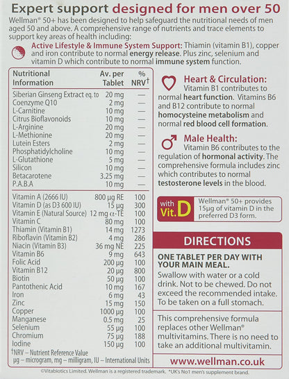 Wellman 50+ Advanced Vitamin & Mineral Supplement | Vitabiotics | 30 Tablets