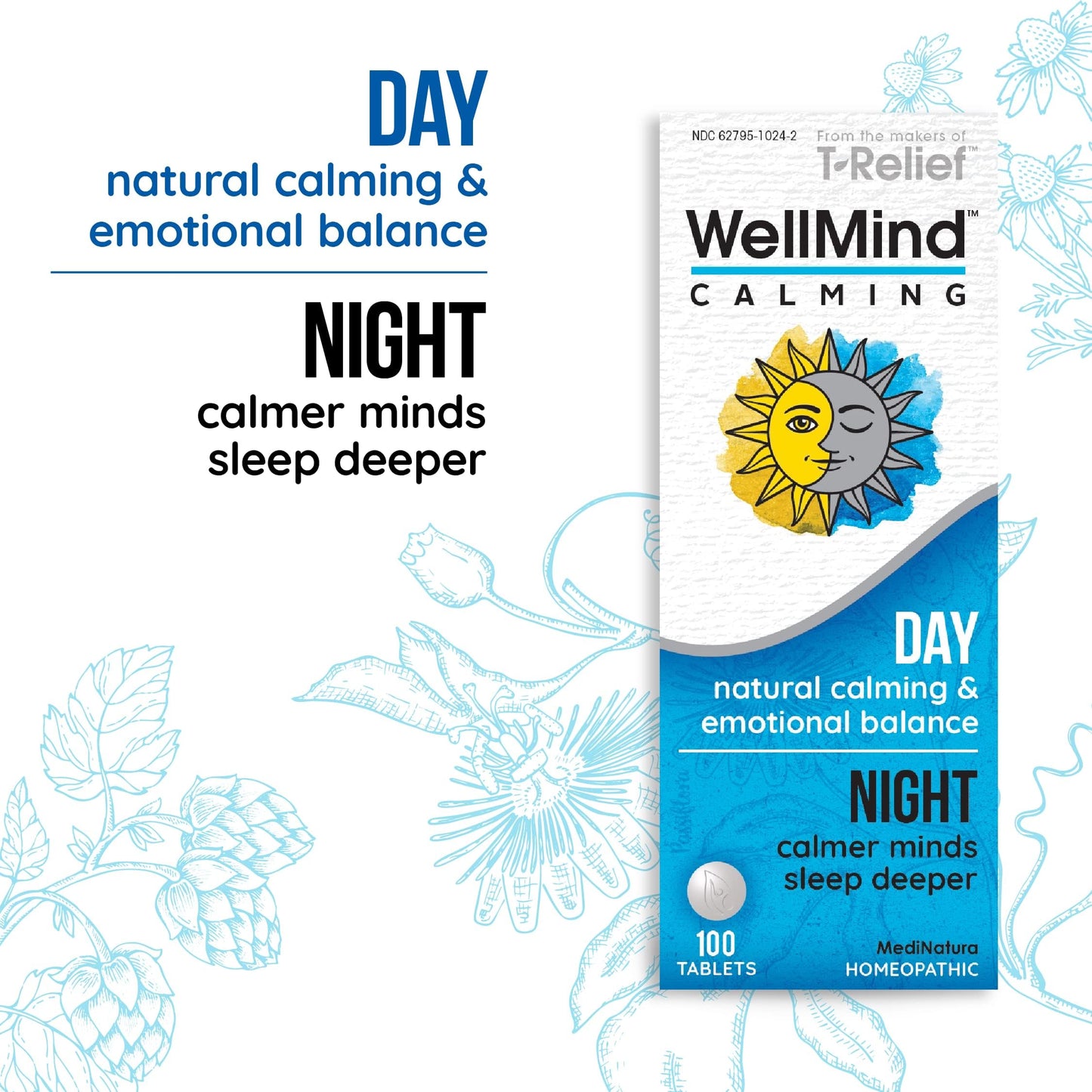 WellMind Calming Tablets - Homeopathic Formula for Minor Tension Relief and Occasional Sleeplessness - 100 Count