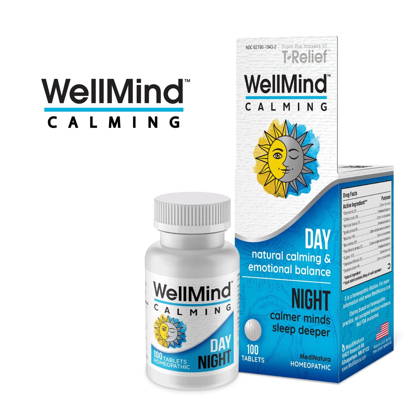 WellMind Calming Tablets - Homeopathic Formula for Minor Tension Relief and Occasional Sleeplessness - 100 Count