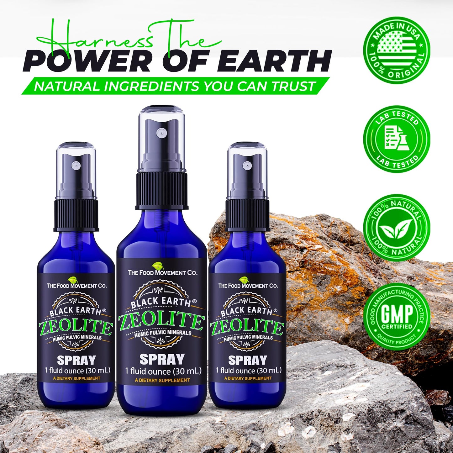 Black Earth Zeolite 1oz Pump Spray – Gut Health & Immune Support