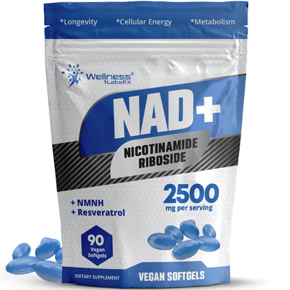 WELLNESS LABSRX NAD+ Supplement - Third-Party Tested NMNH Softgels with Resveratrol | Anti-Aging & Cellular Health — Made in USA