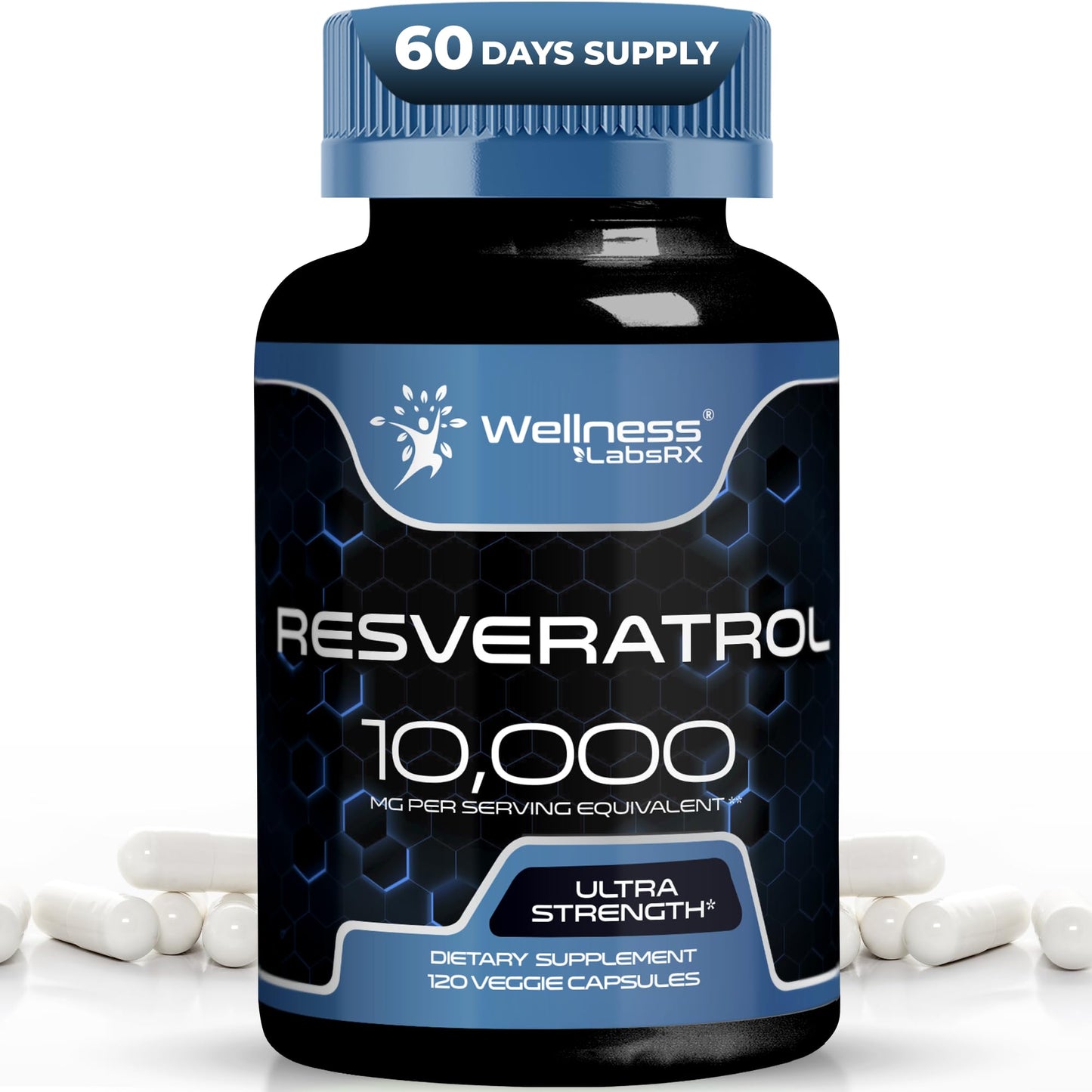 WELLNESS LABSRX Resveratrol 120 Capsules – Trans-Resveratrol for Heart & Brain Health (Vegan, Keto)