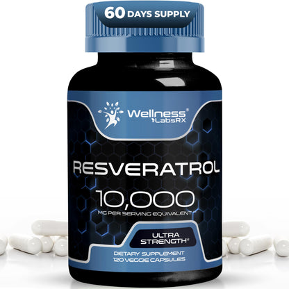 WELLNESS LABSRX Resveratrol 120 Capsules – Trans-Resveratrol for Heart & Brain Health (Vegan, Keto)