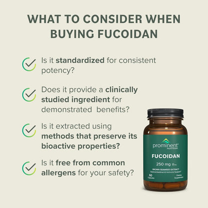 Prominent Nutrition Fucoidan – Gut Health & Immune Support, 250mg, 60 Count | Premium Brown Seaweed Extract