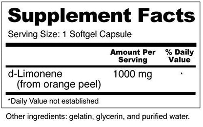 Wellness Resources High Potency d-Limonene 1000mg – 120 Capsules | Orange Peel Digestive Support