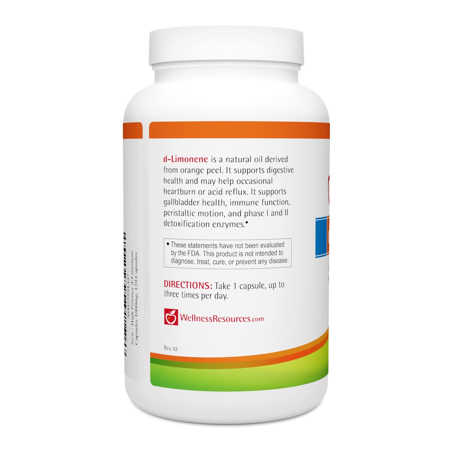 Wellness Resources High Potency d-Limonene 1000mg – 120 Capsules | Orange Peel Digestive Support